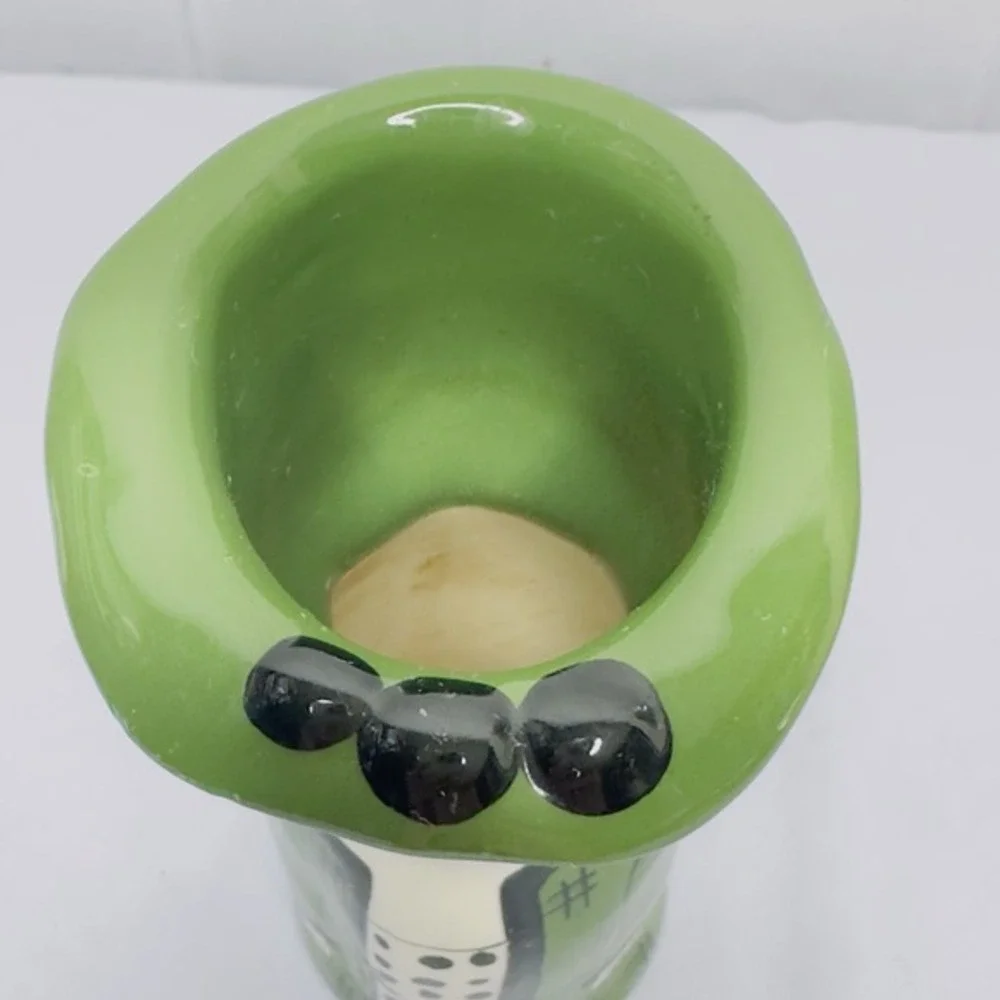 Vintage Susan Paley Ganz Ceramic Lady Vase JADE Hand Painted‎ Green FLAW READ